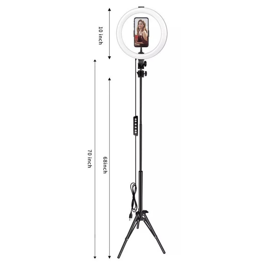 Ring Light LED 10” con Trípode 2.1 M – Ideal para Contenido y Videollamadas