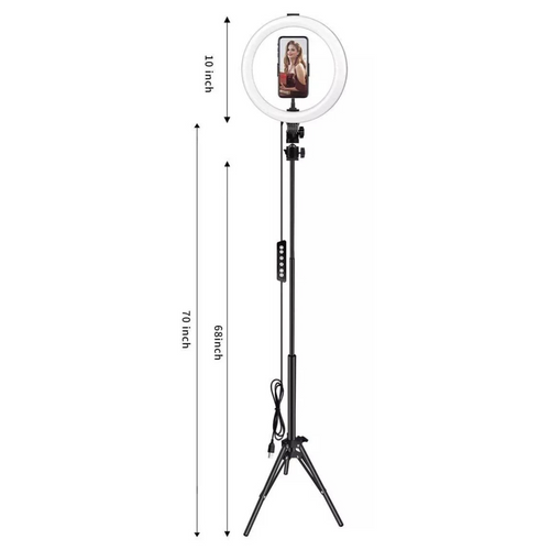 Ring Light LED 10” con Trípode 2.1 M – Ideal para Contenido y Videollamadas